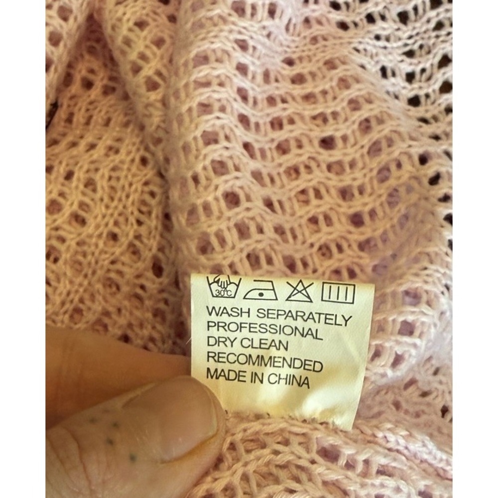 Open Knit Crochet Halter Maxi Dress S 3D Floral Appliqué Cover Up Coquette Y2K - Picture 8 of 8